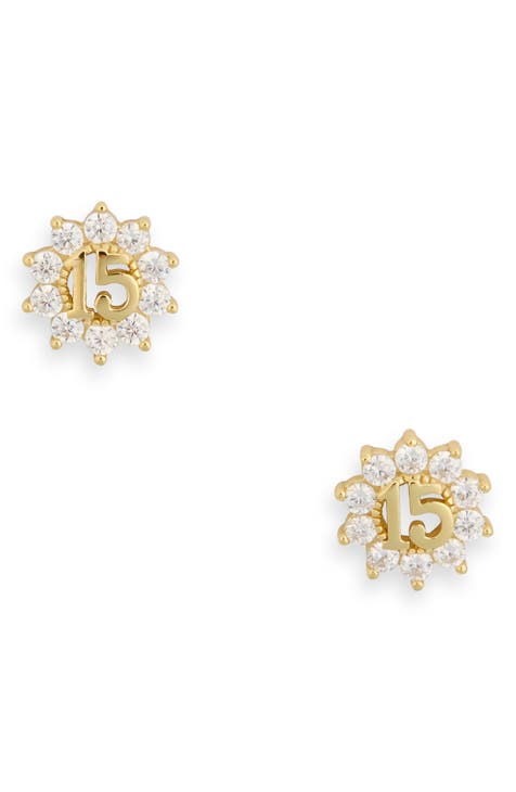 Quince 18K Gold Plate Sterling Silver CZ Stud Earrings