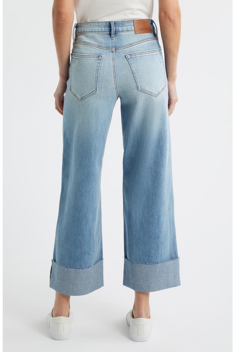 Cuffed High Waist Ankle Wide Leg Jeans, Alternate, color, MEDIUM WASH