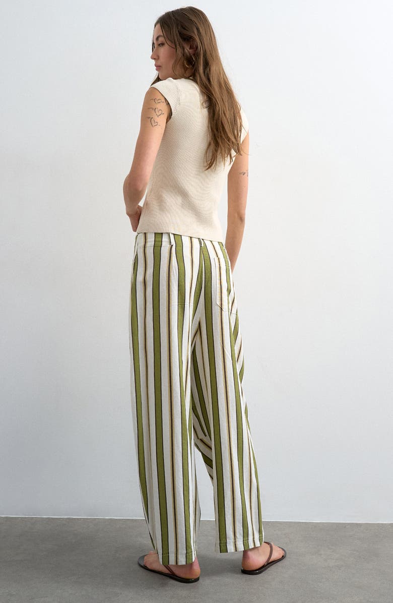 Topshop Stripe Wide Leg Linen & Cotton Pants, Alternate, color,