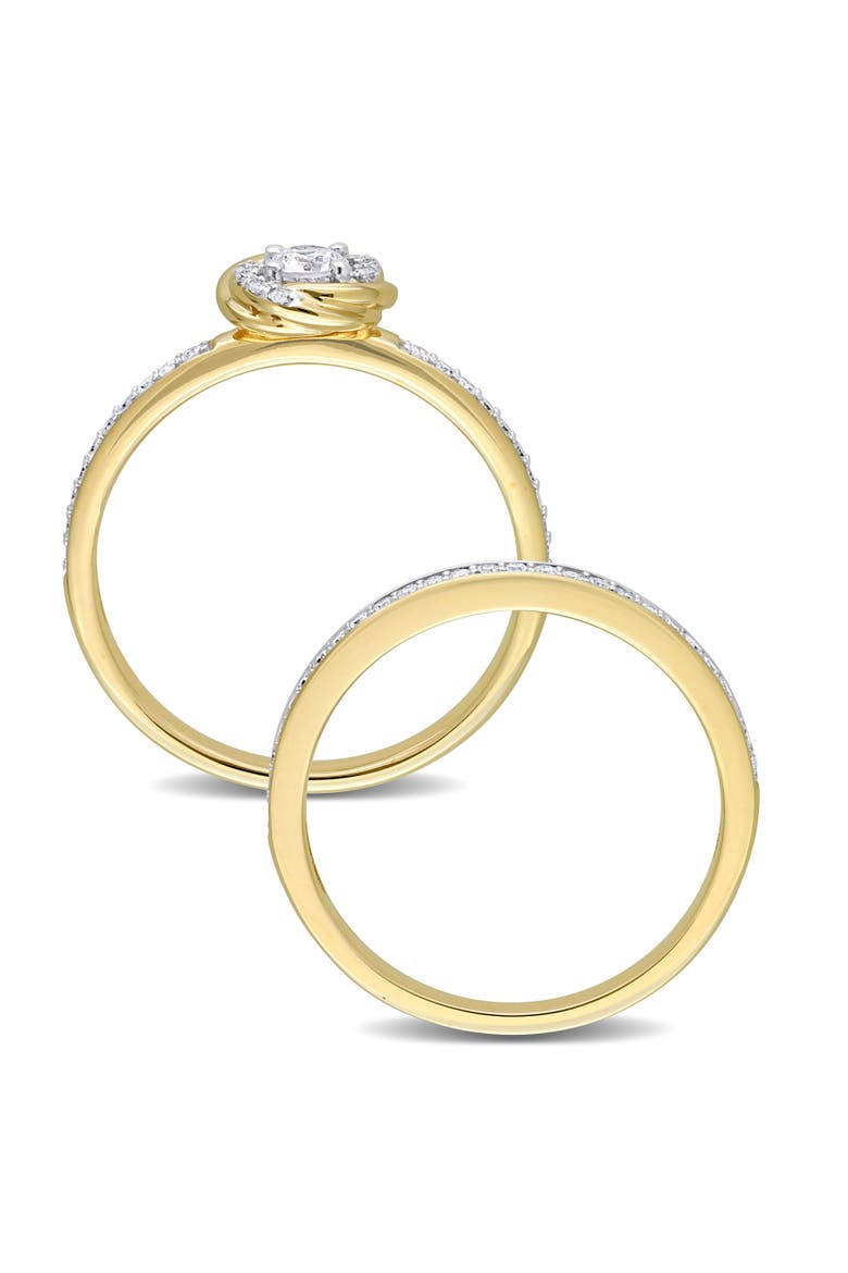 Diamond Swirl Halo Bridal Ring Set 14k, Alternate, color, 14K Yellow Gold