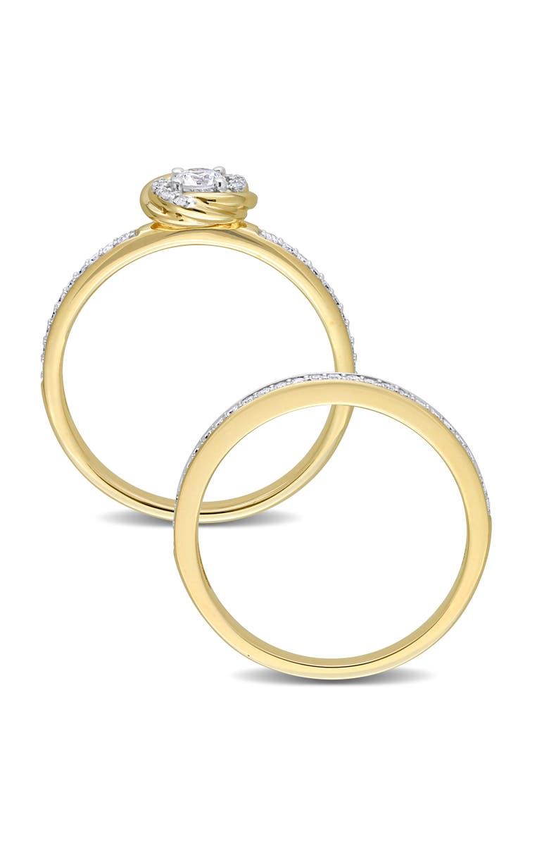 Julianna B. Diamond Swirl Halo Bridal Ring Set 14k, Alternate, color, 14K Yellow Gold
