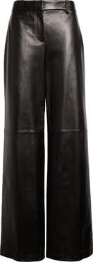 Lafayette 148 New York Sullivan Wide Leg Lambskin Leather Pants