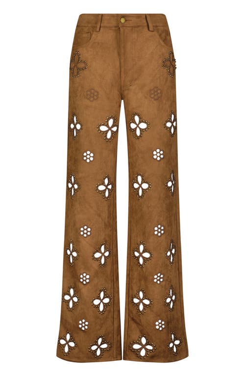 The Noli Shop Kaia Suede High Rise Jean Petite In Brown