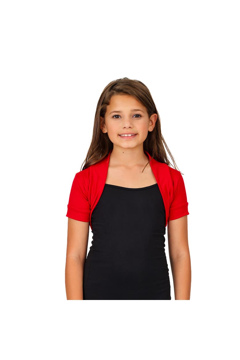 Open Front short Sleeve Cropped Bolero Shrug, Main, color, Red