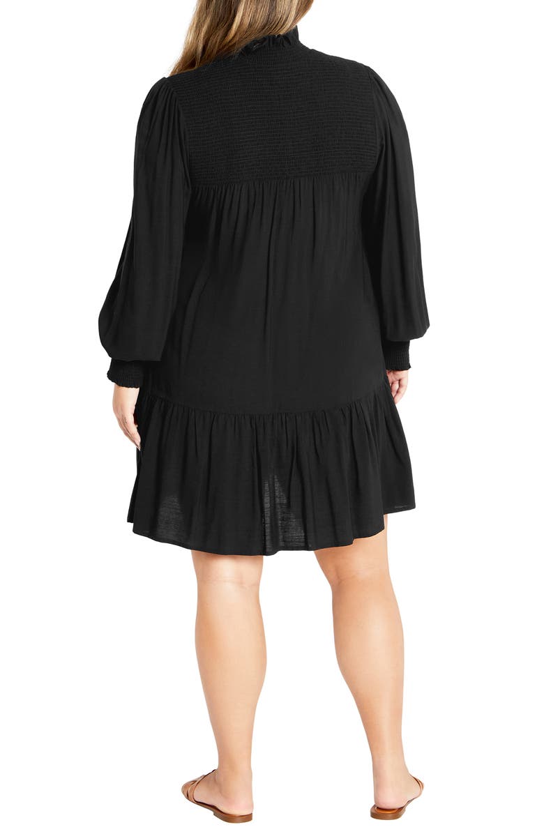 City Chic Cassia Smocked Long Sleeve Dress, Alternate, color, 