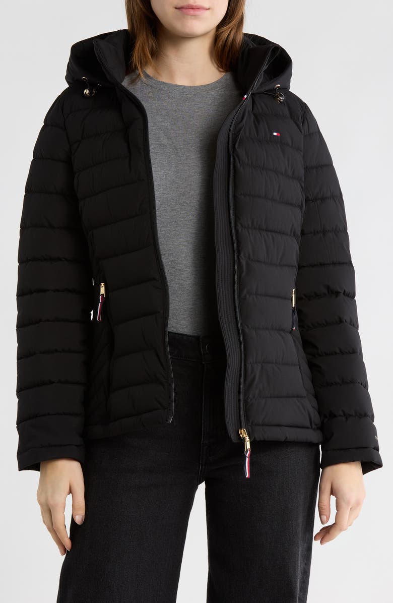 Tommy Hilfiger Stretch Water Resistant Quilted Jacket, Alternate, color, Black