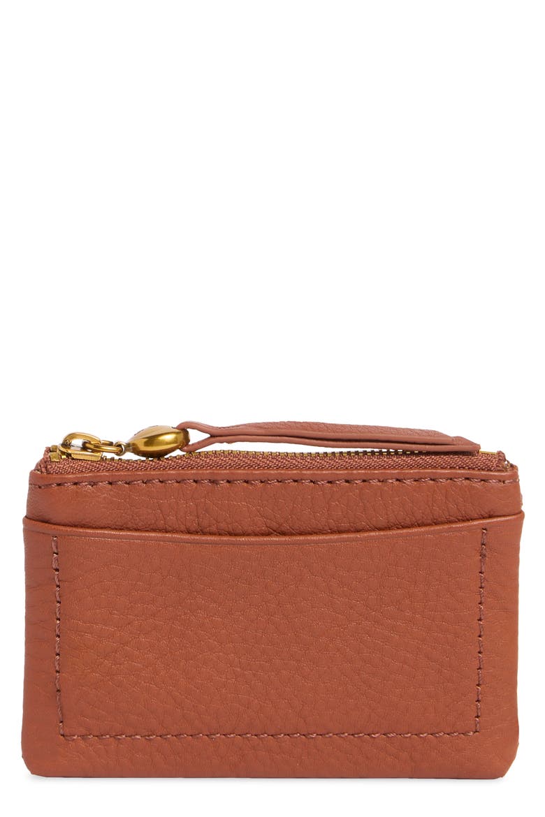 Lumen Leather Zip Card Case, Main, color, RUST