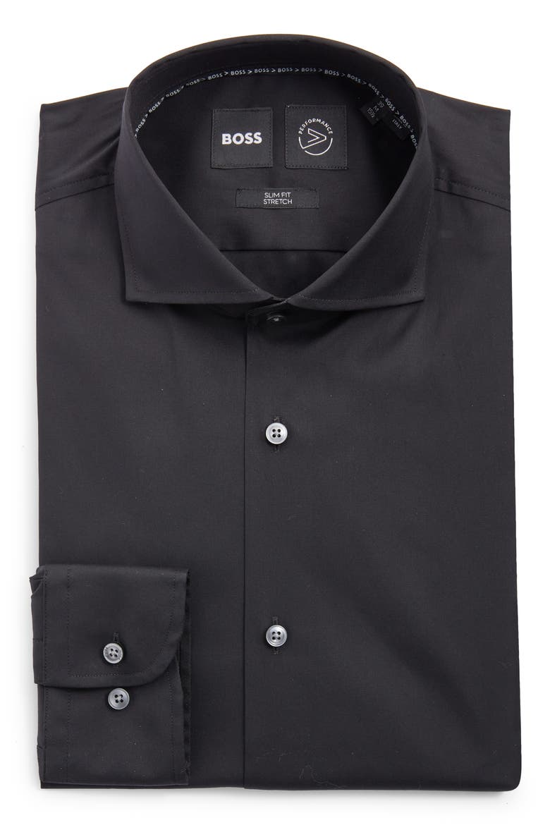 Hank Slim Fit Cotton Blend Dress Shirt, Alternate, color, BLACK