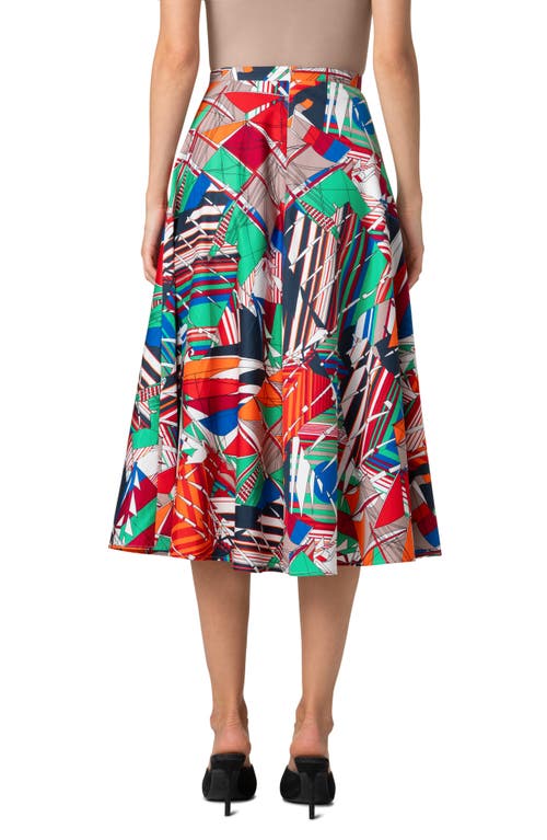 Akris Punto Sea Clipper Print Flared Midi Skirt In Multicolor