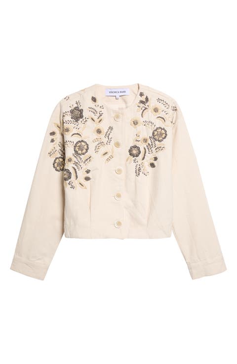 Emeren Embroidered Collarless Cotton Jacket