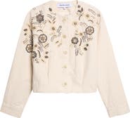 Veronica Beard Emeren Embroidered Collarless Cotton Jacket