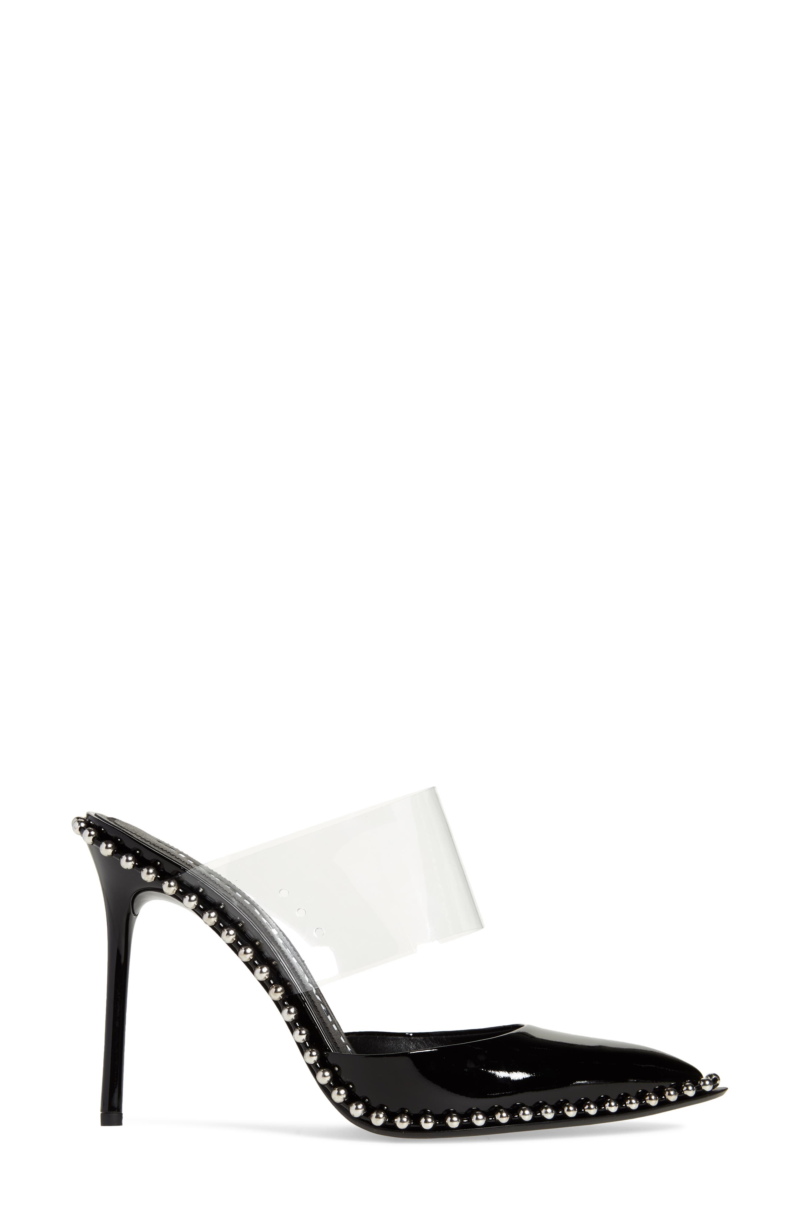 Alexander Wang Rina Studded Clear Strap Pointed Toe Mule, Alternate, color, 