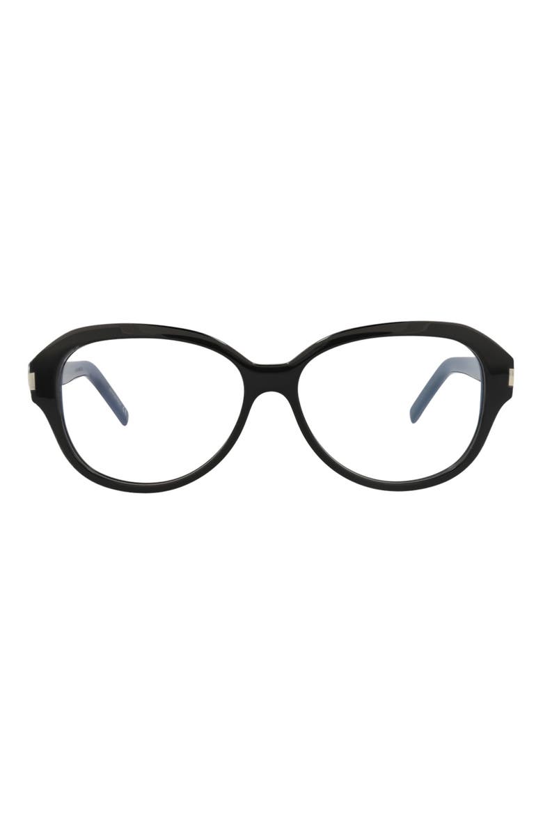 57mm Oval Optical Glasses, Main, color, BLACK BLACK TRANSPARENT
