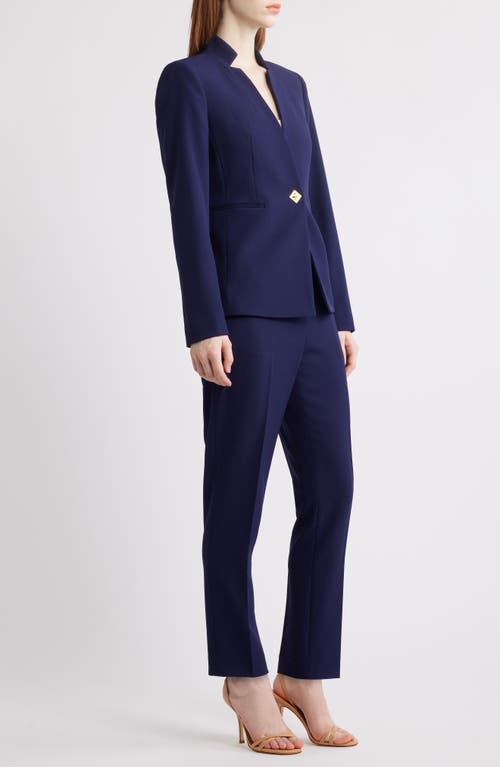 Tahari Asl Notch Neck One-button Jacket In Midnight Navy