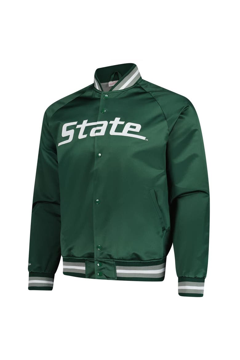Men's Mitchell & Ness Green Michigan State Spartans Lightweight Current Logo Satin Full-Snap Jacket, Alternate, color, Green