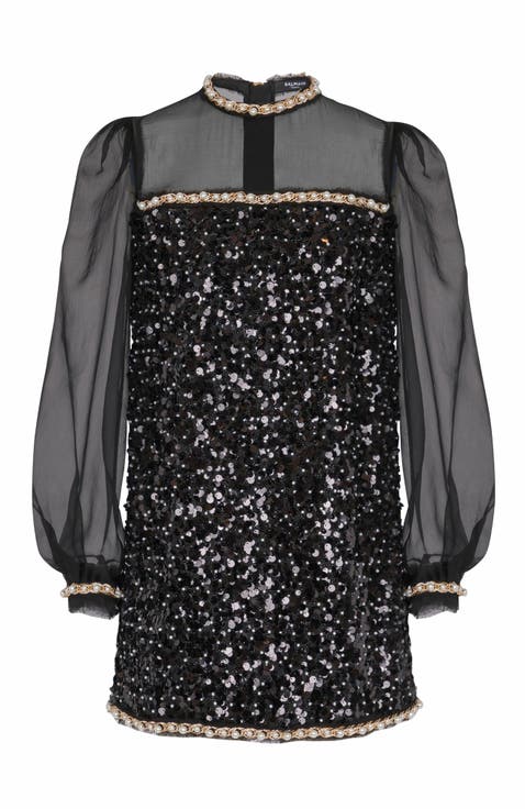 Chiffon And Beaded Sequin Dress
