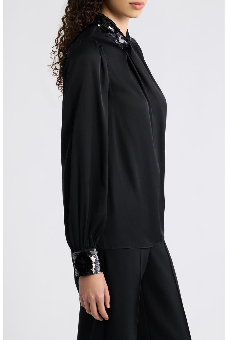 Amira Silk Stretch Top, Alternate, color, NOIR