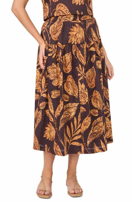 Tiered Cotton Midi Skirt