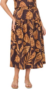 Halogen® Tiered Cotton Midi Skirt