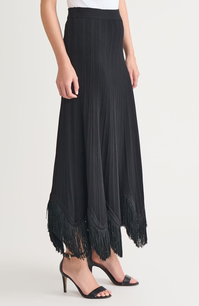 Misook x Lani Lynn Fringe Knit Skirt, Alternate, color, Black