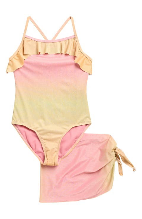 Kids' One-Piece Swimsuit & Sarong Set (Big Kid)