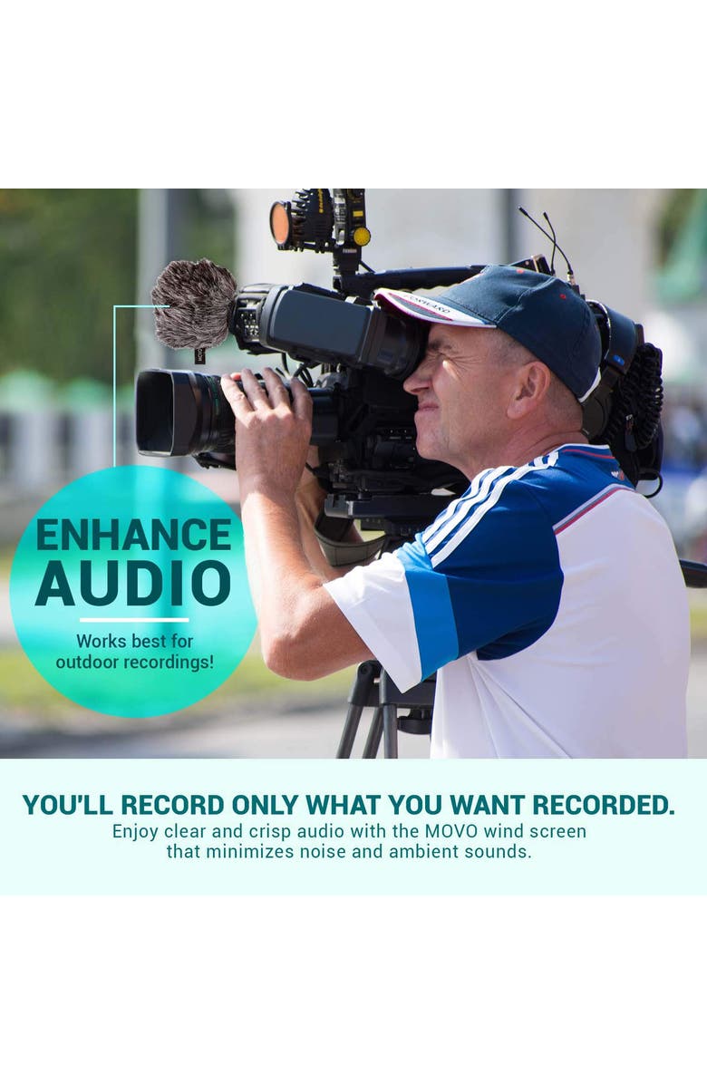 MOVO WS-G9 Furry Outdoor Microphone Windscreen Muff for Portable Digital Recorders up to 3 X 1.5", Alternate, color, Black