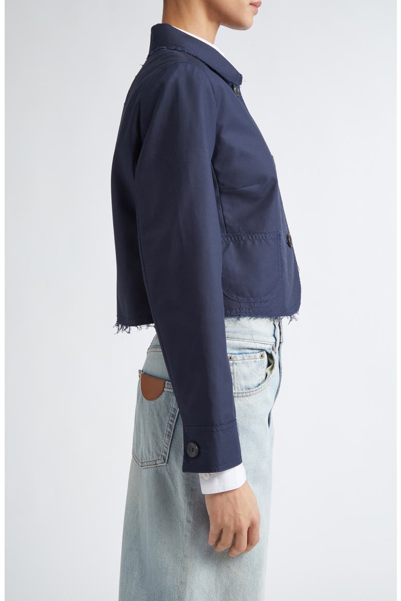 Raw Edge Cotton Crop Jacket, Alternate, color, MARINE