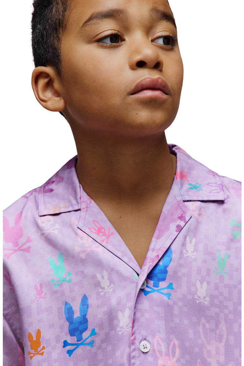 Kids' Bunny Print Camp Shirt, Alternate, color, LAVENDULA