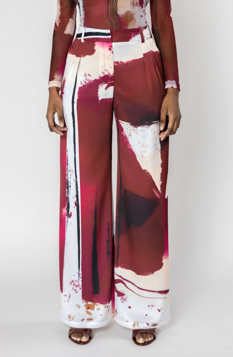 ISRAELLA KOBLA Telsa High Waist Wide Leg Pants, Main, color, Red Print