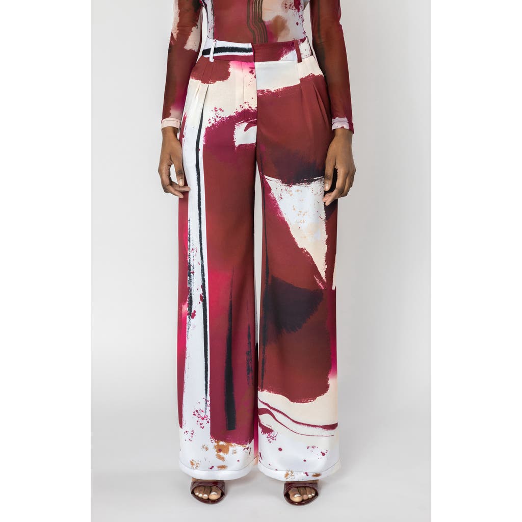 Israella Kobla Telsa High Waist Wide Leg Pants In Red Print