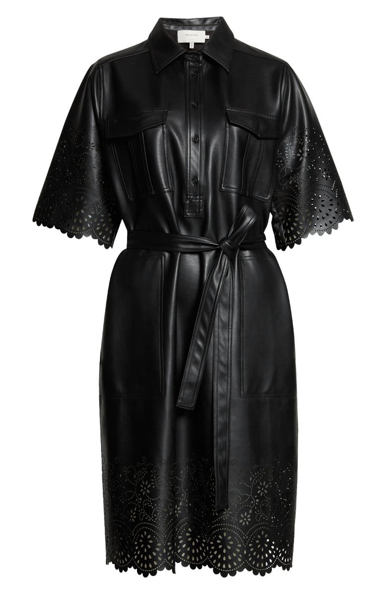 MUNTHE Nieve Faux Leather Shirtdress, Alternate, color, 