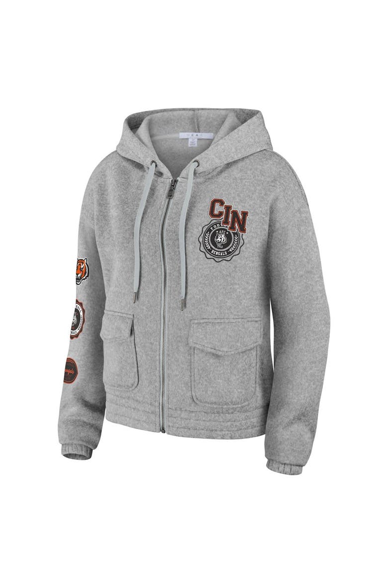 Women's WEAR by Erin Andrews Heather Gray Cincinnati Bengals Full-Zip Hoodie, Alternate, color, Heather Gray