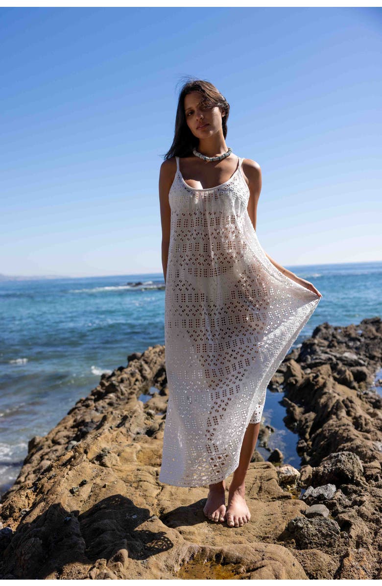 SITANO Dunmore Eyelet Tank Cover-up, Alternate, color, White