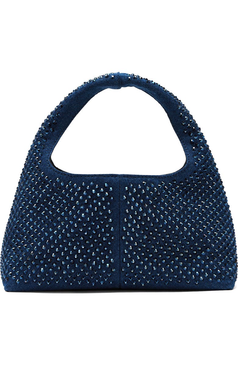 Marc Jacobs The Mini Crystal Denim Sack Bag, Alternate, color, Dark Wash Crystal
