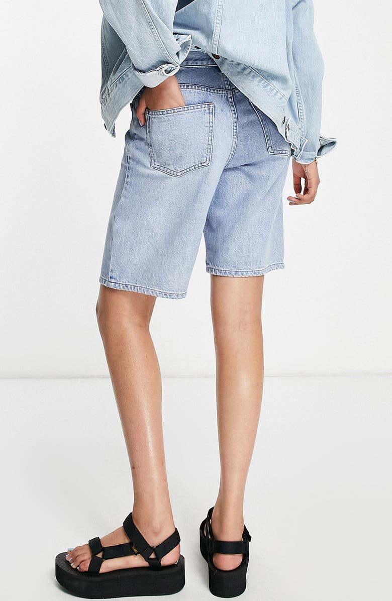 Topshop Women's Editor Denim Bermuda Shorts, Alternate, color,