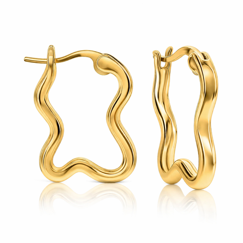 Gold-Tone Wavy Hoop Earrings