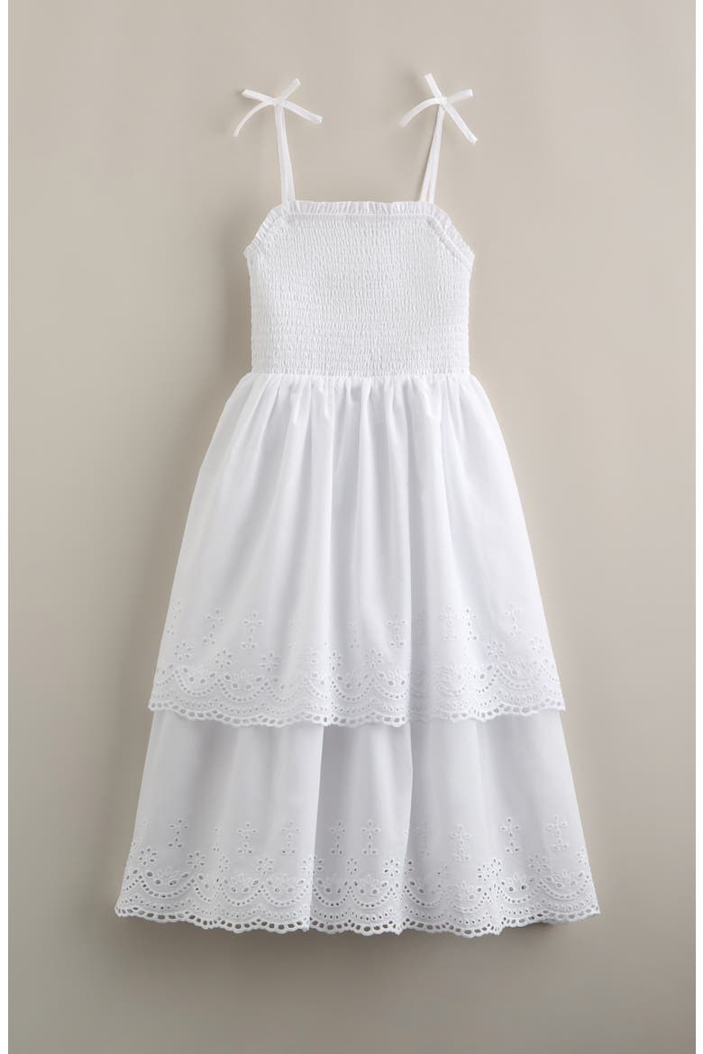Kids' Eyelet Midi Dress, Main, color, WHITE