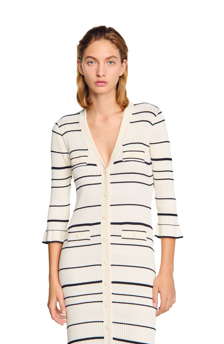 SANDRO Striped knit maxi dress, Alternate, color, 