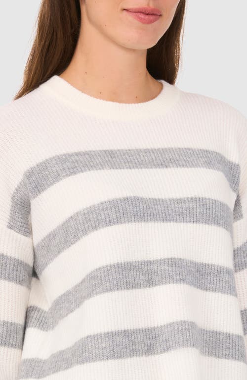 Halogen ® Stripe Crewneck Sweater In Grey/white