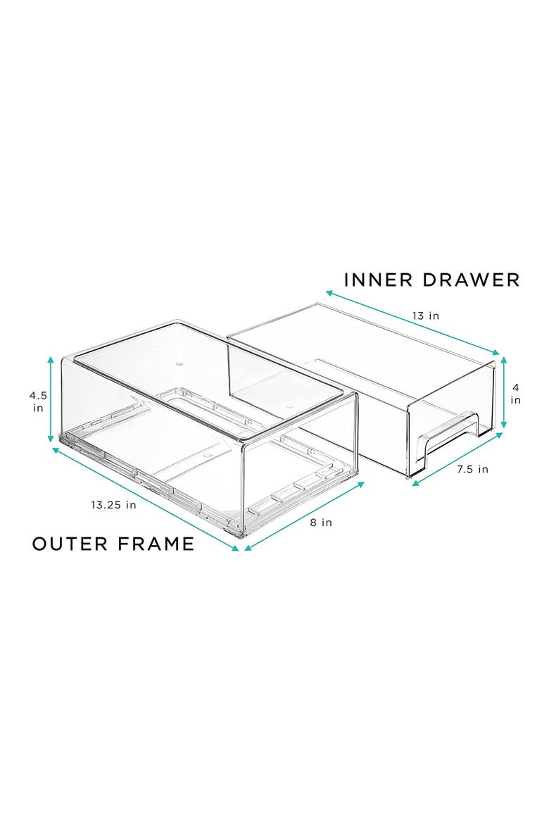 Set of 4 Stackable Fridge Bins, Alternate, color, CLEAR