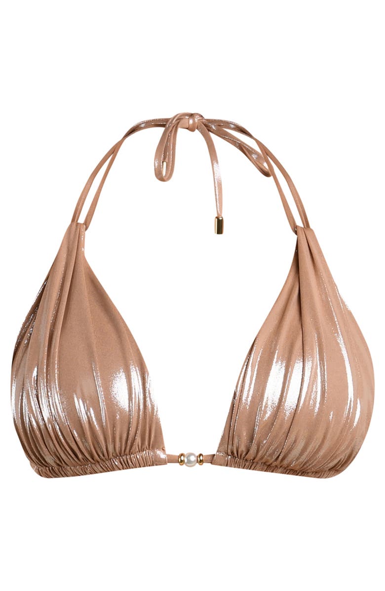 La Blanca Sand Halter Bikini Top, Alternate, color, Sand