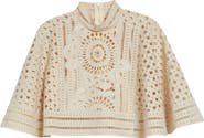 Zimmermann Indra Crop Embroidered Cotton Eyelet Cape