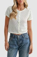 All in Favor Pointelle Scallop Button-Up Shirt
