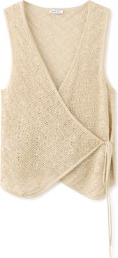 MANGO TEEN Metallic Wrap Top