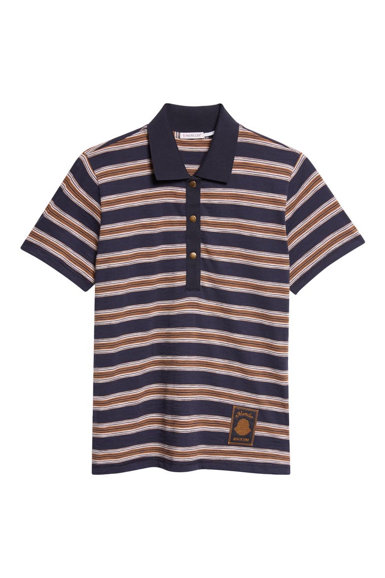 Stripe Polo, Alternate, color, BROWN/ BLUE