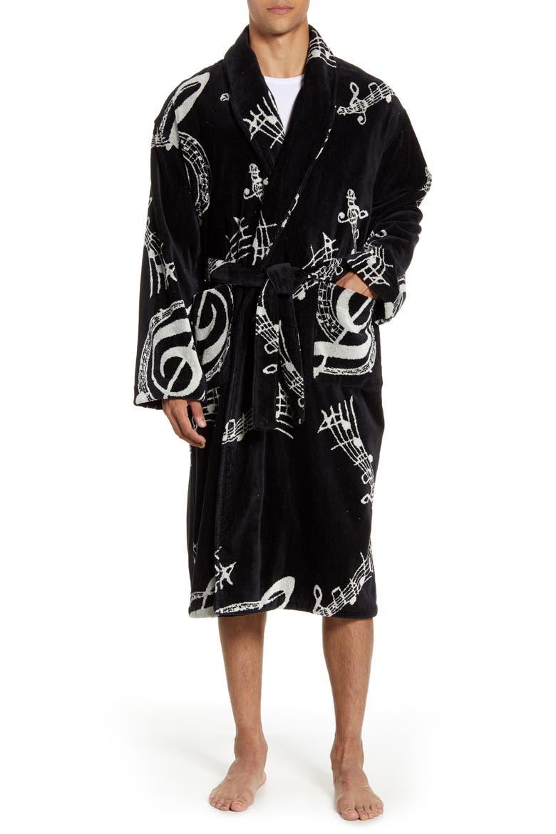 Terry Velour Robe, Main, color, BLACK
