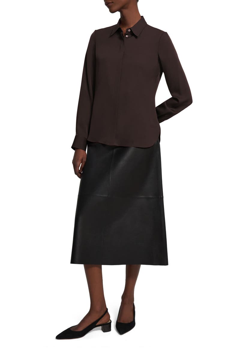 Classic Fitted Silk Shirt, Alternate, color, MINK
