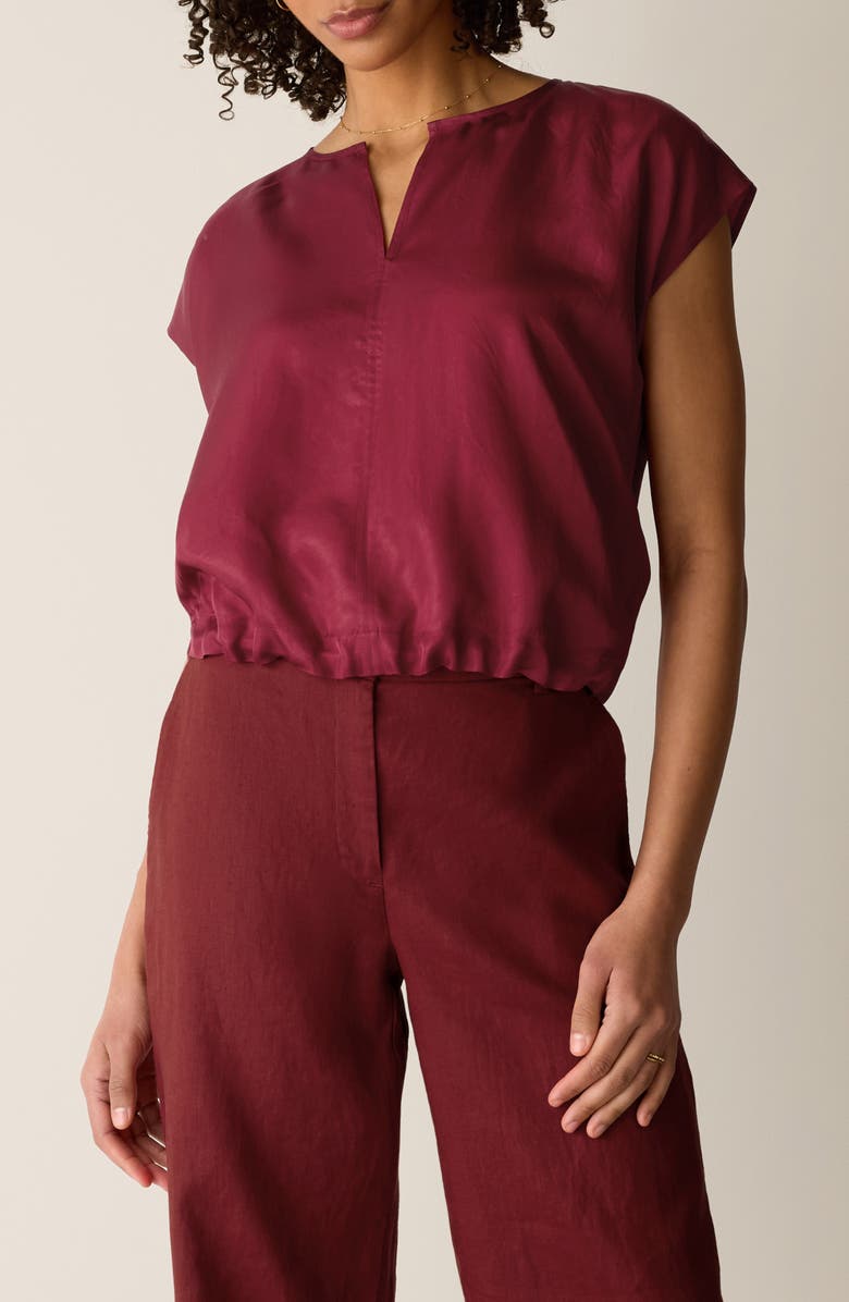 Eileen Fisher Cap Sleeve Woven Shirt, Main, color, Ruby