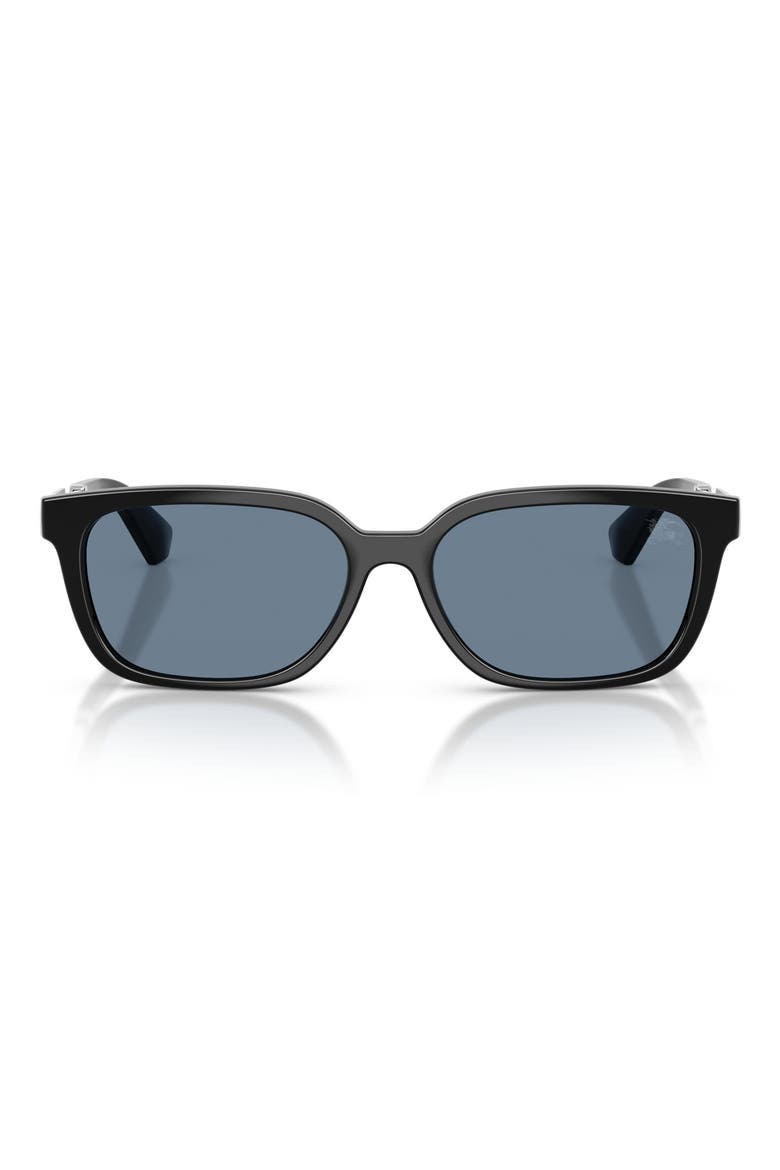 54mm Polarized Rectangular Sunglasses, Main, color, BLACK / DARK BLUE POLAR