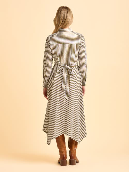 Brakeburn Forrest Long Sleeve Shirt Midi Dress In Neutral